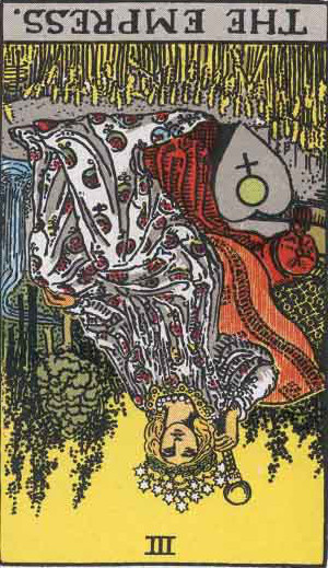 The Reversed Empress Tarot Card From The Rider-Waite Tarot Deck.