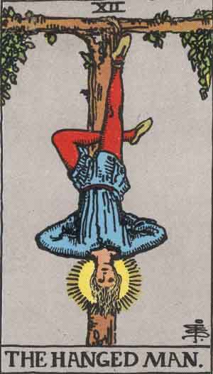 The Hanged Man Tarot Card From The Rider Wait Tarot Deck.