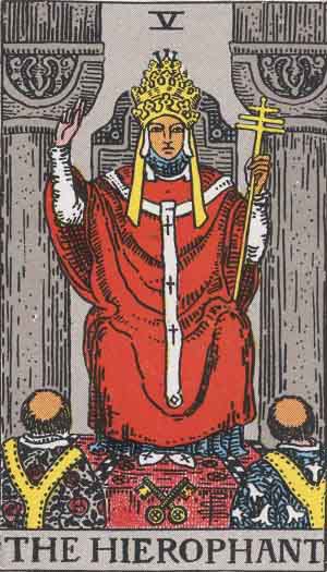 The Hierophant Tarot Card From The Rider-Waite Tarot Deck.