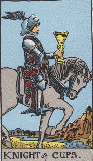 The Knight of Cups Tarot Card From The Rider-Waite Tarot Deck.