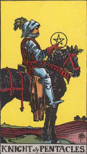 The Knight Of Pentacles Tarot Card From The Rider-Waite Tarot Deck.