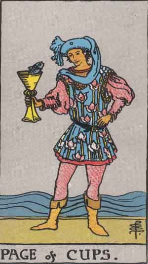 The Page Of Cups Tarot Card From The Rider-Waite Tarot Deck.