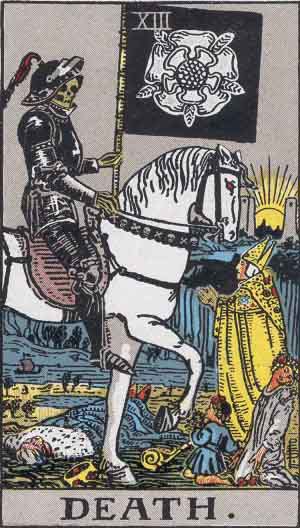 The Death Tarot Card From The Rider-Waite Tarot Deck.