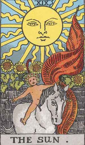 The Sun Tarot Card From The Rider-Waite Tarot Deck.